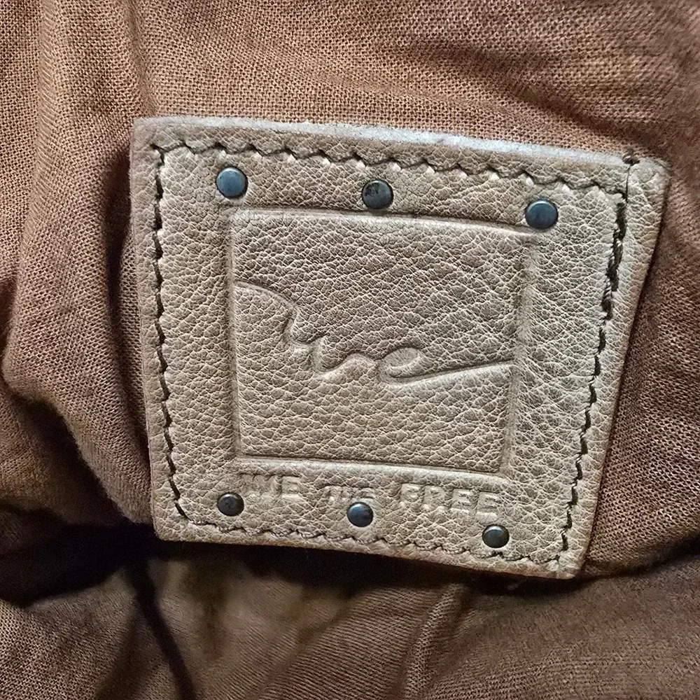 We The Free Free People Leather Sling Backpack Women Tan Brown Boho Triangle Bag